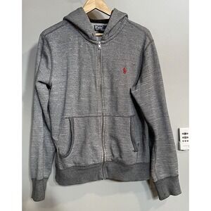 Vintage Polo Ralph Lauren Hoodie Zip Up Jacket Red Plaid Hood Lining‎ Medium